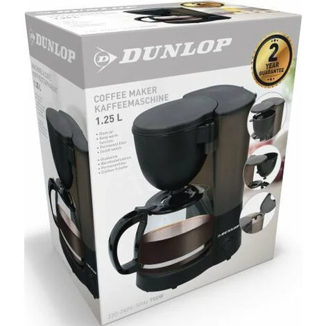 Dunlop - Cafetière à Filtre 1,25L 750 Watts Noire 5 Dunlop - Cafetière à Filtre 1,25L 750 Watts Noire – Image 3