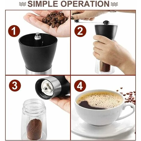 Moulin à Café Manuel, Broyeur à Café Portable Réglable Avec Inoxydable Taille Compacte Parfait Pour Voyages/Camping/Bureau 6 Moulin à Café Manuel, Broyeur à Café Portable Réglable Avec Inoxydable Taille Compacte Parfait Pour Voyages/Camping/Bureau – Image 4