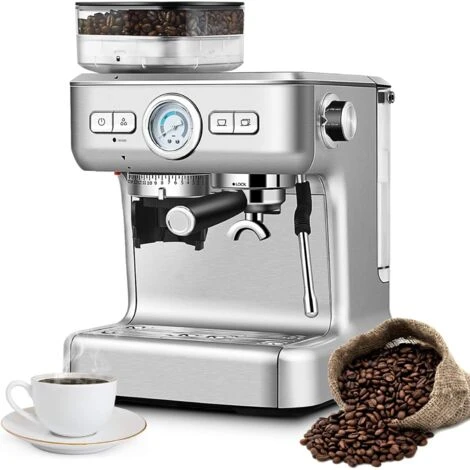 RELAX4LIFE Machine à Café Automatique 1350W Avec Broyeur Réglable 30 Gammes Et Buse Vapeur, Machine à Café Grains Avec Réservoir D’Eau Amovible 4 RELAX4LIFE Machine à Café Automatique 1350W Avec Broyeur Réglable 30 Gammes Et Buse Vapeur, Machine à Café Grains Avec Réservoir D’Eau Amovible – Image 2