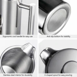 350 Ml/800 Ml/1000 Ml Cafetière Presse Française En Acier Inoxydable Double Paroi Cafetière Isolée Pot -Machine À Café 79841347 5
