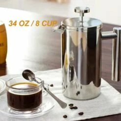 1 Litre (8 Tasses), Cafetière à Piston En Acier Inoxydable 304 à Double Paroi Lsolée, Cafetiere Piston Avec 1 Filtre Supplémentaire, Système De Filtration à 3 Niveaux, Argenté 11 1 Litre (8 Tasses), Cafetière à Piston En Acier Inoxydable 304 à Double Paroi Lsolée, Cafetiere Piston Avec 1 Filtre Supplémentaire, Système De Filtration à 3 Niveaux, Argenté -Machine À Café 95859545 5